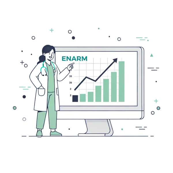 Gráfica de predicción de puntaje ENARM basada en tu desempeño en simulacros